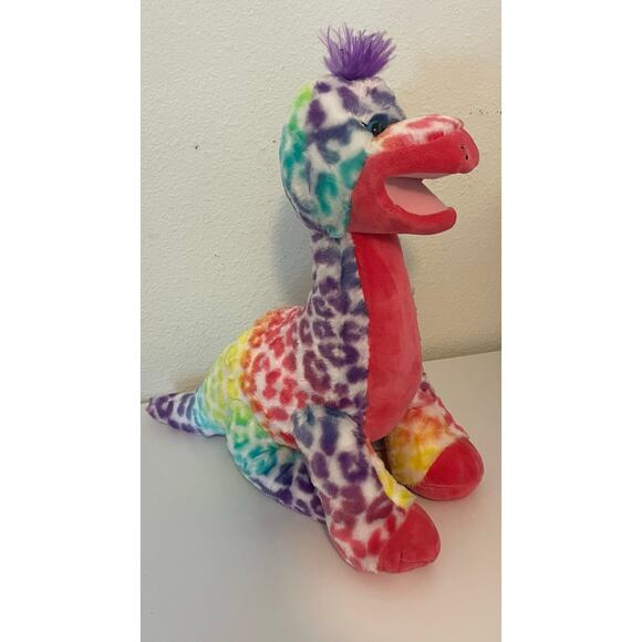 Build a Bear Workshop Rainbow Leopard Apatosaurus Plush Sound Dinosaur 18in - Picture 1 of 7
